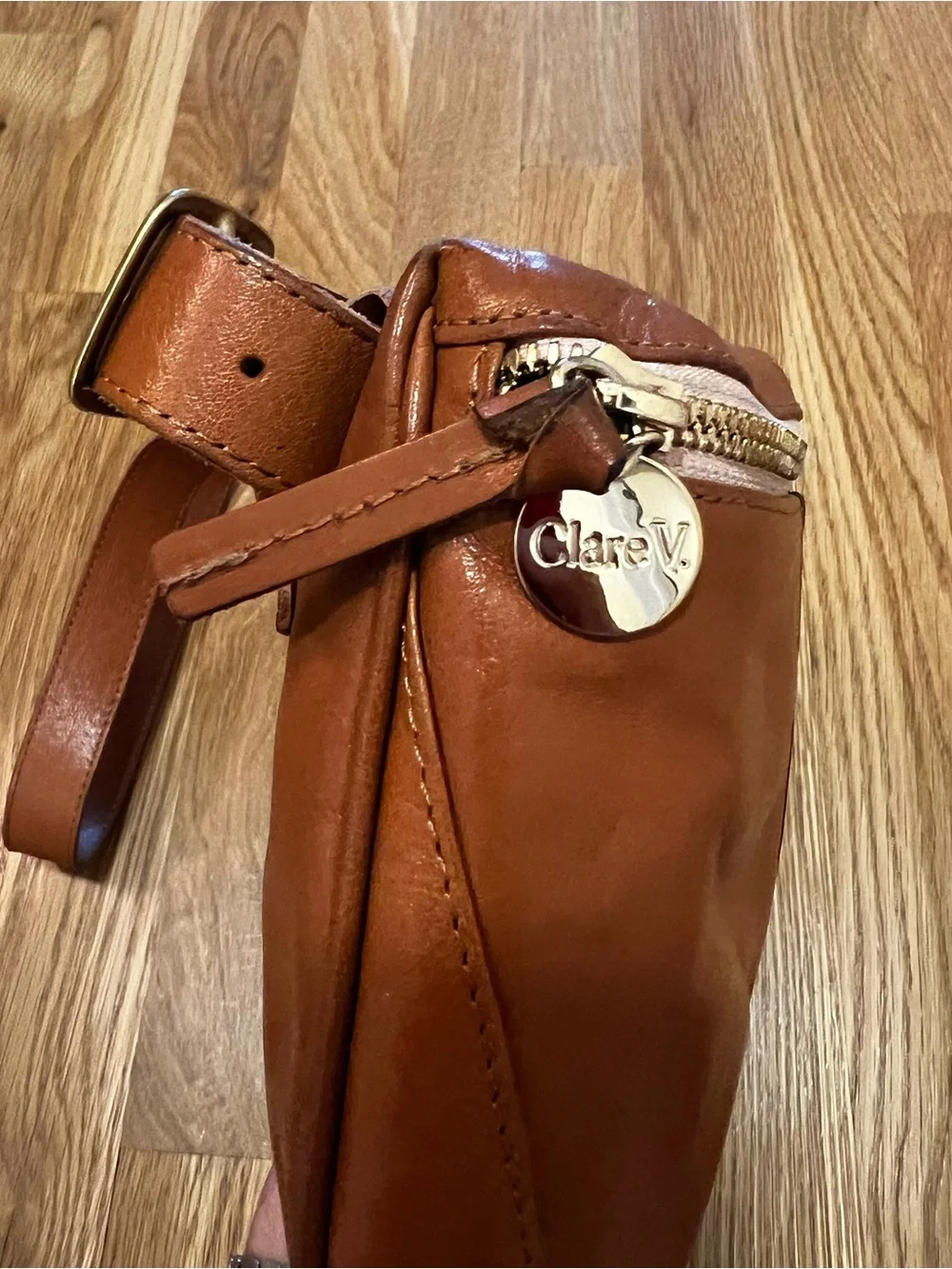 Clare V Leather Belt Bag in Brown Stripe - Picture 6 of 7